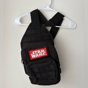 Disney Parks Star Wars Black Embroidered Logo Sling Bag